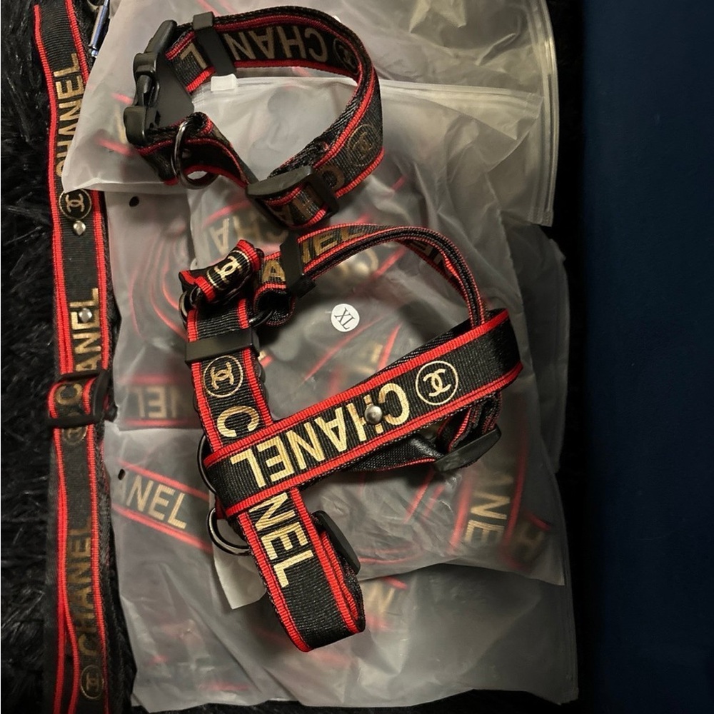Black and Red Pet Harness and leash